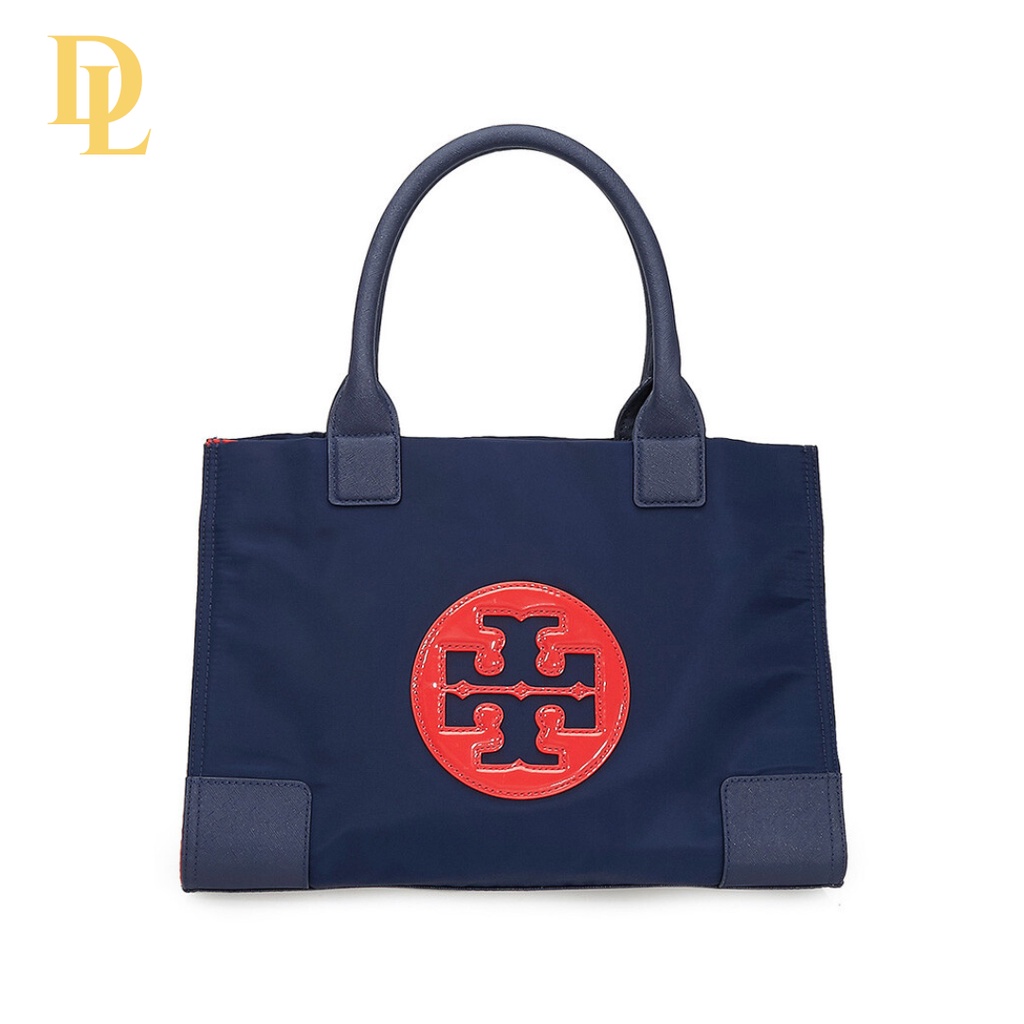 Tory Burch Ella Canvas Mini Tote Small Blue Navy