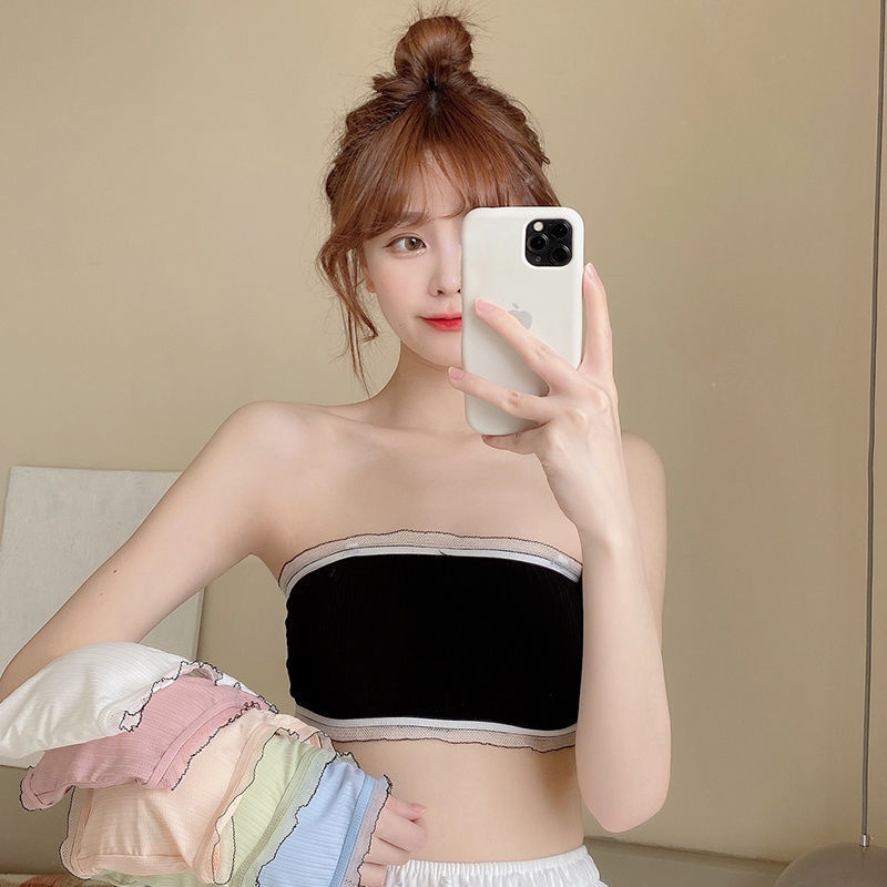 Nicebra Bra Wanita Kemben Backless Tanpa Tali Motif Garis 1079