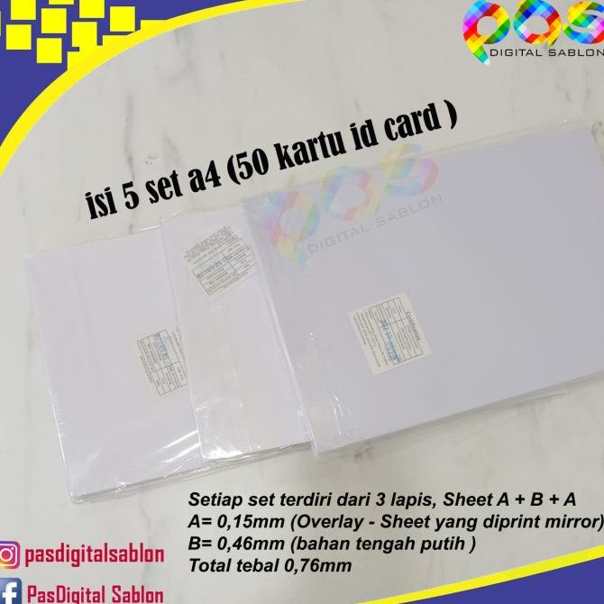

[BISA COD] Kertas Pvc Bahan ID Card Instan A4 isi 5 set (50 id Card)