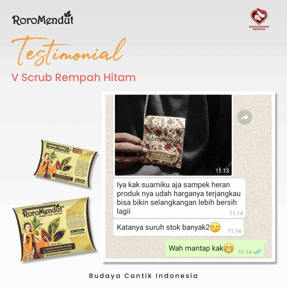 RORO MENDUT V-SCRUB REMPAH HITAM WHITENING 40GR