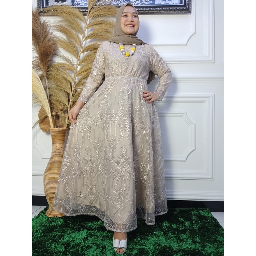 Gamis ricis / gamis model baru / gamis pesta / dress muslimah / dress pesta / geratis masker / gamis