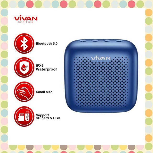 Speaker VIVAN VS1 Outdoor Bluetooth 5.0 Speaker IPX5 Waterproof Powerful Dynamic Bass