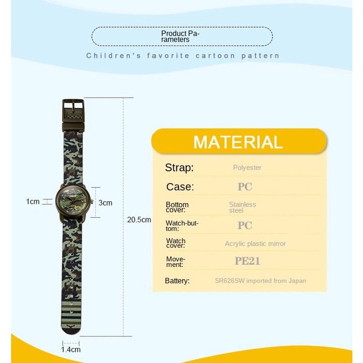 Kid's watch Cartoon Camouflage Pattern Waterproof  Sports Wrist Watch boy watch