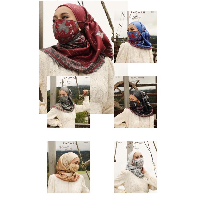 READY❗️PINISI SCARF RADWAH | VOAL LASERCUT | FREE MASKER & BOX