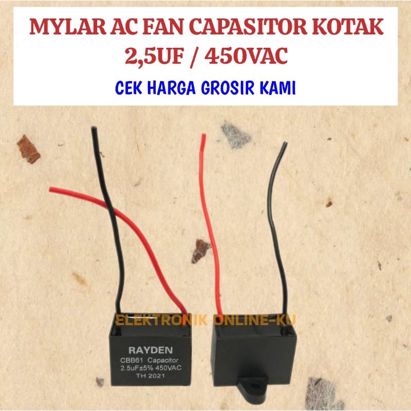 CAPASITOR FAN 2,5UF KAPASITOR KOTAK 2,5UF AC KIPAS 400VAC 450VAC