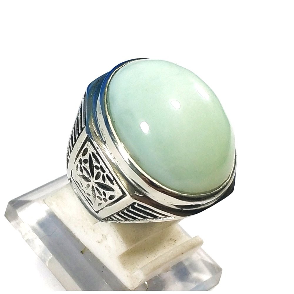 CINCIN BATU AKIK NATURAL GIOK BAU BAU HIJAU TOSCA ISTIMEWA