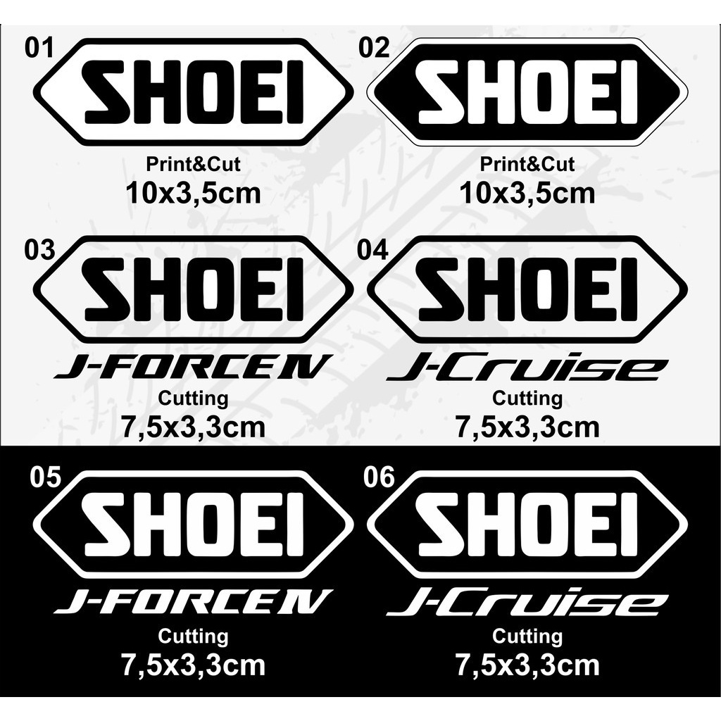 STICKER STIKER LOGO HELM MOTOR SHOEI HALFACE J FORCE ARAI SHOEI KYOTO AGV INK KYT