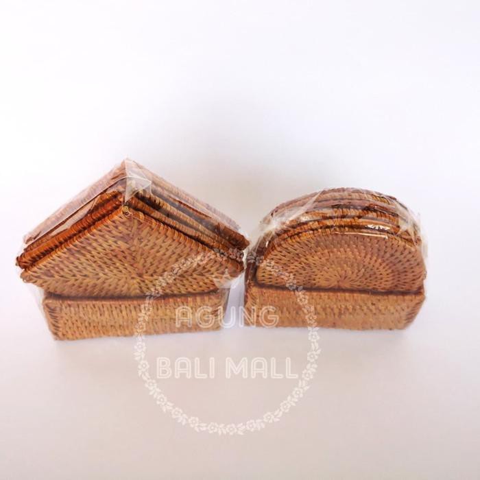 Coaster Rotan Set Box | Tatakan Gelas Rotan | Tatakan Cangkir Anyaman
