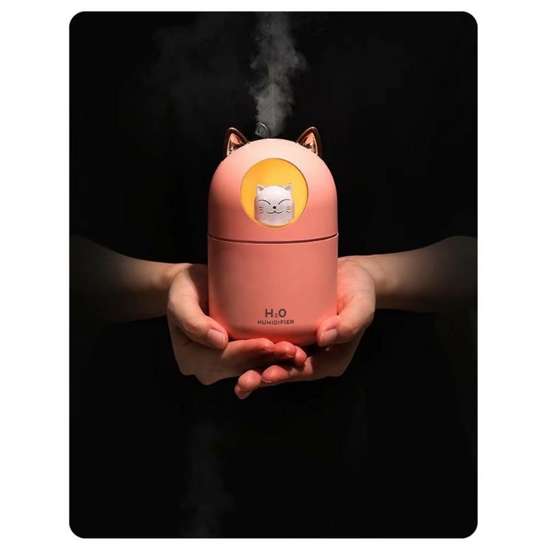H2O Humidifier Pelembab Udara Aromatherapy Oil Diffuser Cute Cat 300ml