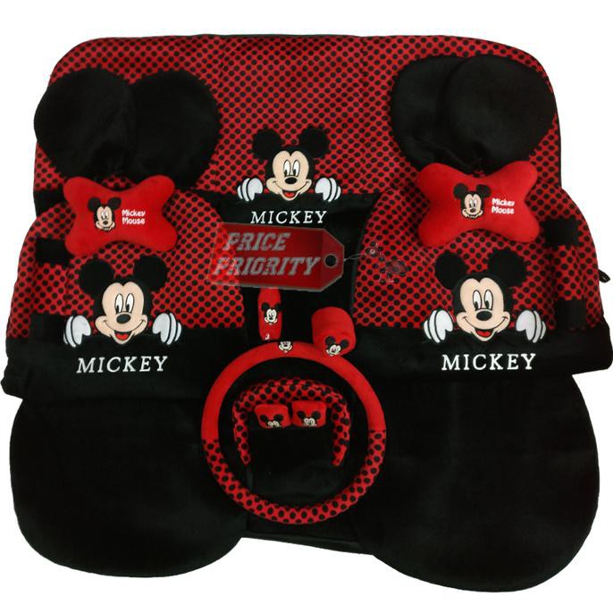 BERKUALITAS Sarung Jok Mobil Agya Ayla Mickey Mouse Karakter Lucu -OTOGEAR