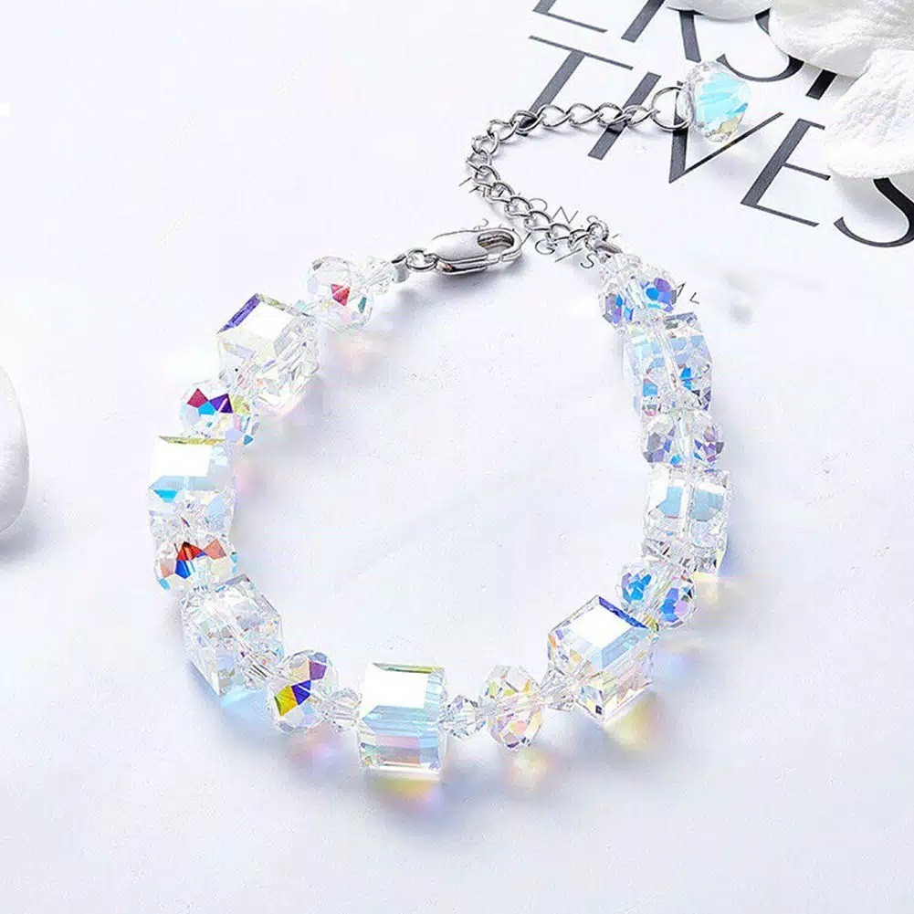 Gelang Manik Swarovski Kubus Original - Gelang Manik Kristal Swarovski Manik Kubus | Gelang swarovki