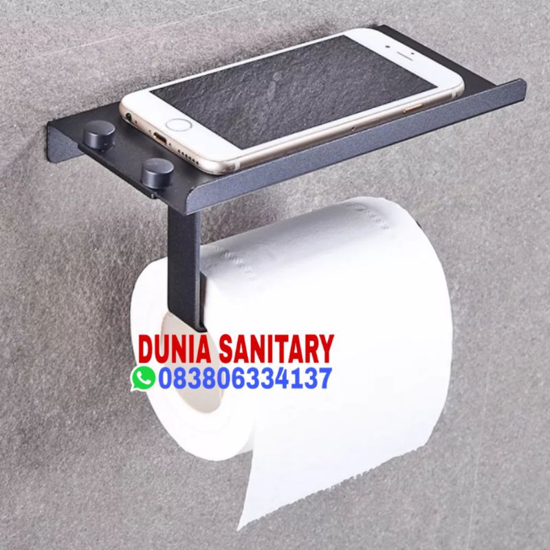 Tempat Tissue Stainless SUS 304 Black dispenser Tisu tatakan handphone Toilet Hitam K54