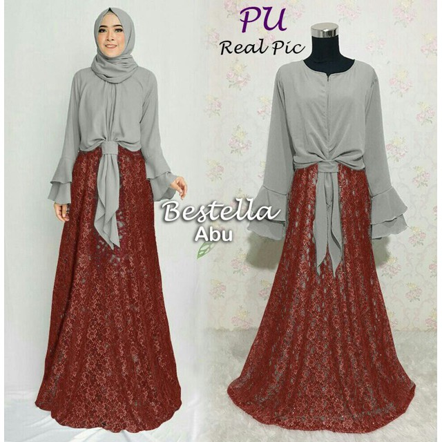 TERKINI/Maxi bestella busui ori pu - gaun pesta brukat busui - maxidress muslim brukat glitter