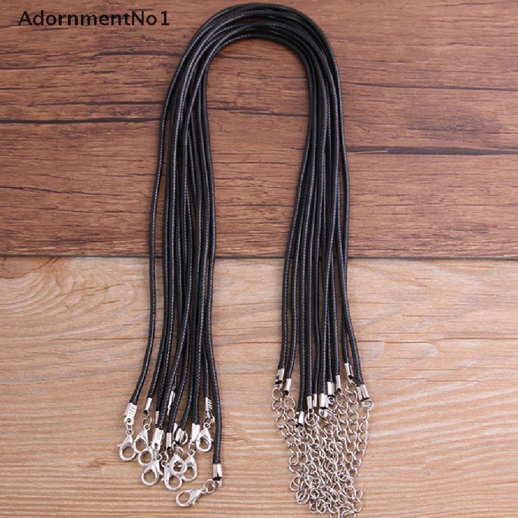 (AdornmentNo1) 10pcs Tali Kulit Adjustable 1.5mm Warna Hitam Untuk Membuat Kalung / Gelang DIY