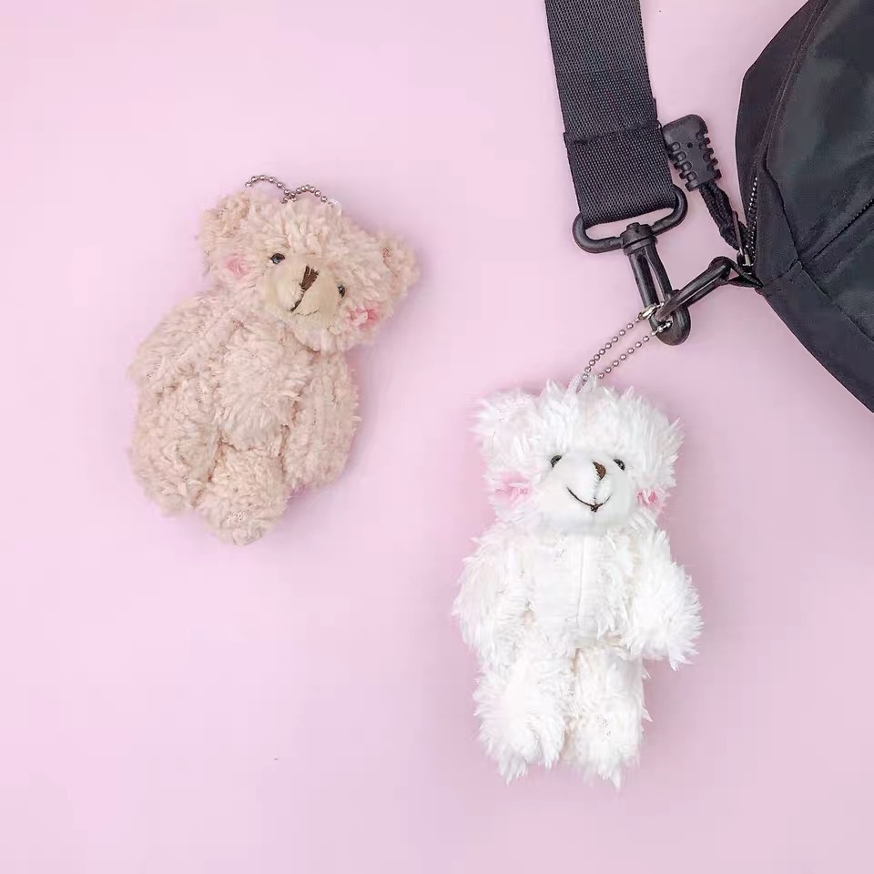 Boneka Beruang Kecil Gantungan Kunci Keychain Teddy Bear Gimbal Plush Keyring Korean Style