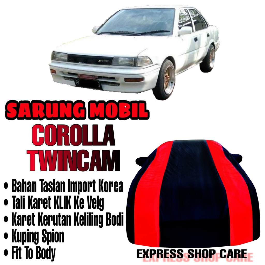 Sarung Mobil COROLLA TWINCAM List MERAH Body Cover Corolla PREMIUM