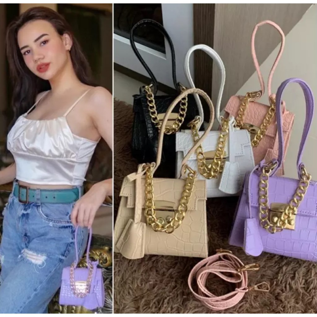 BAJ - TAS SELEMPANG WANITA - SHOULDER BAG MICRO CROCO MINI - TAS KOO MOON YOUNG - TAS ANDIN CROCO / TF025