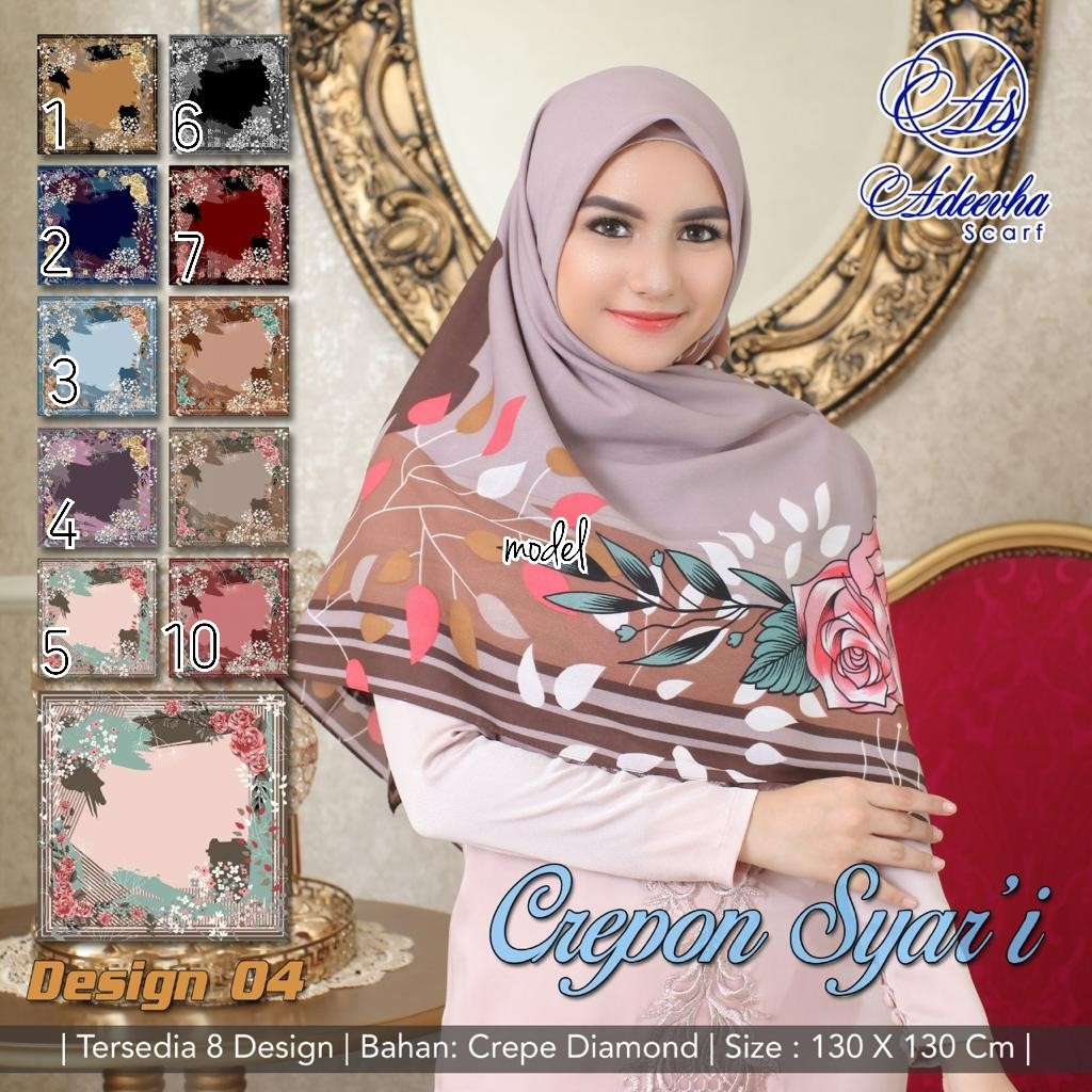 Jilbab Segi Empat Motif Crepe Diamond Crepon SYARI Adeevha Scarf ukuran 130 x 130 cm Design 04