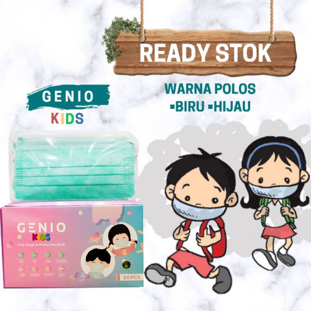 Masker Genio Kids 3ply Untuk Anak Masker Kemenkes RI