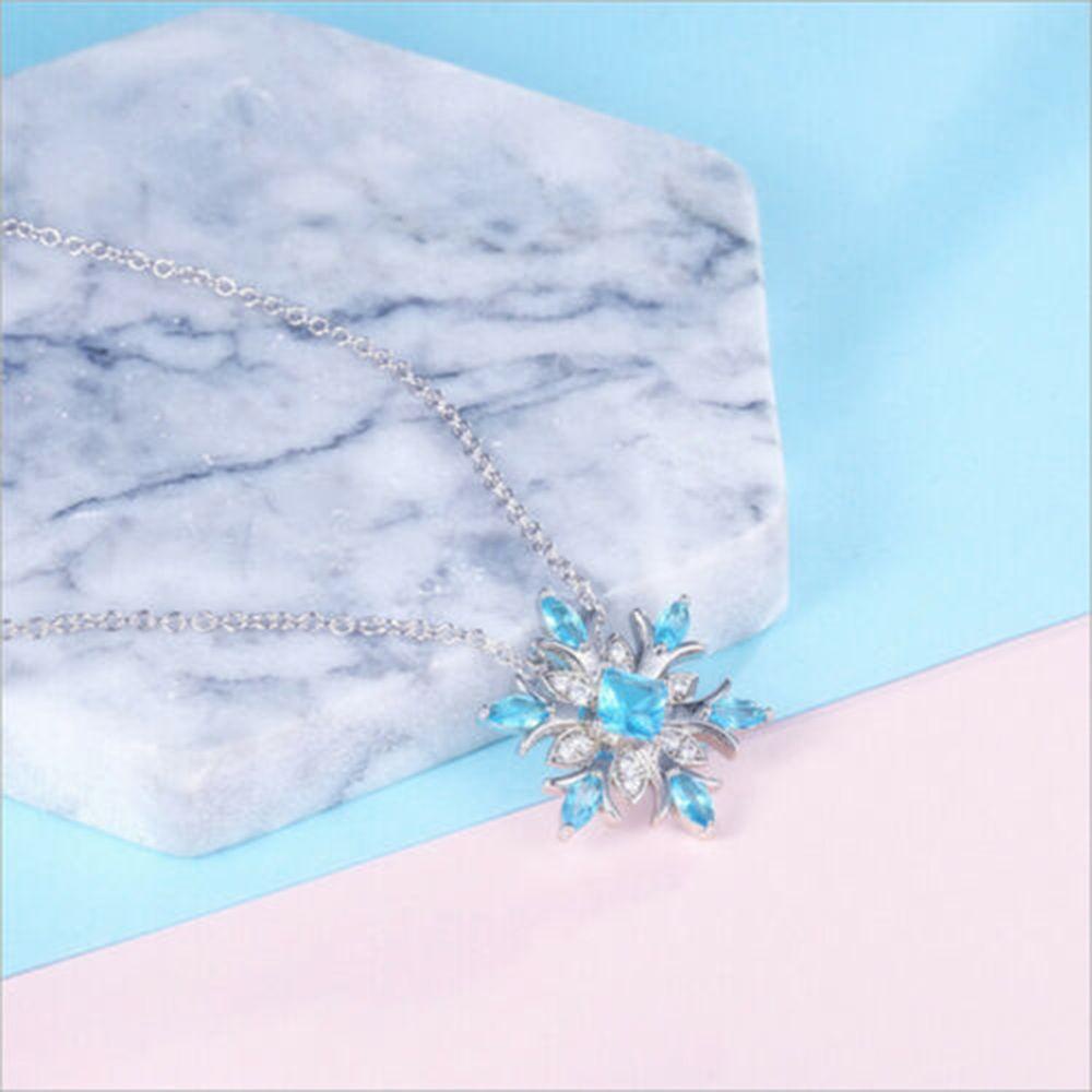 Lily Frozen Snowflake Kalung Gadis Wanita Pesta Pernikahan Berlapis Perak