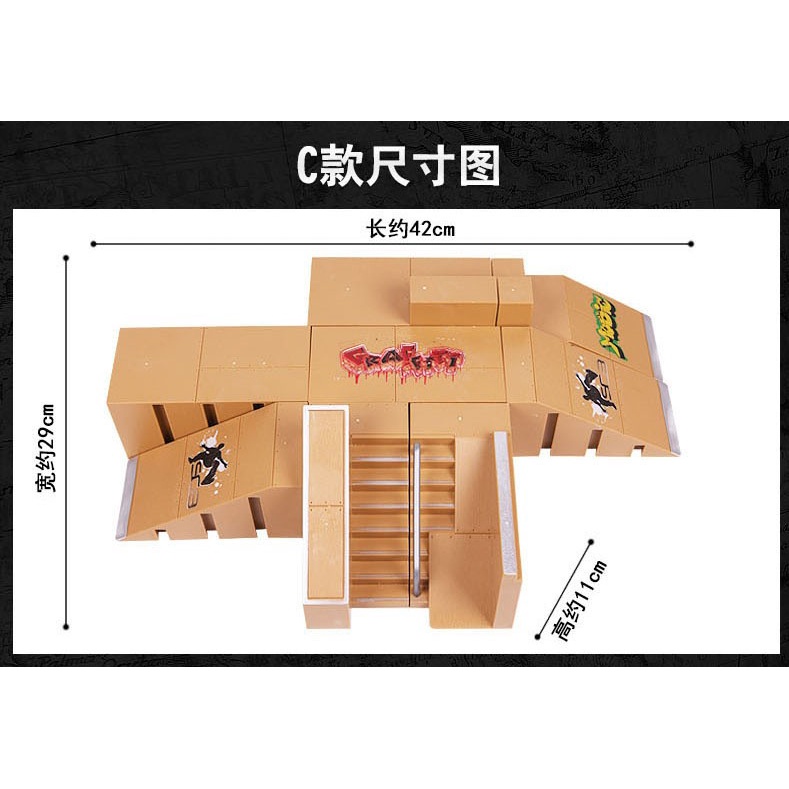 Set Mainan Taman SKATEBOARD Jari MINI Dengan Ramp Untuk Tech Fingerboard