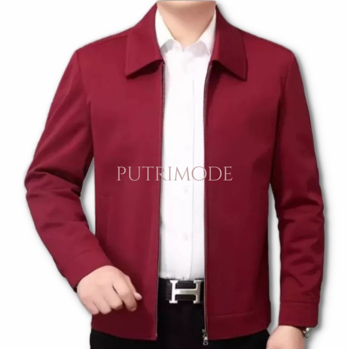 Blazer Pria PM JASKET POLOS WARNA/JAS RESLETING/JAS FORMAL KANTOR WISUDA SANTRI - maroon, M