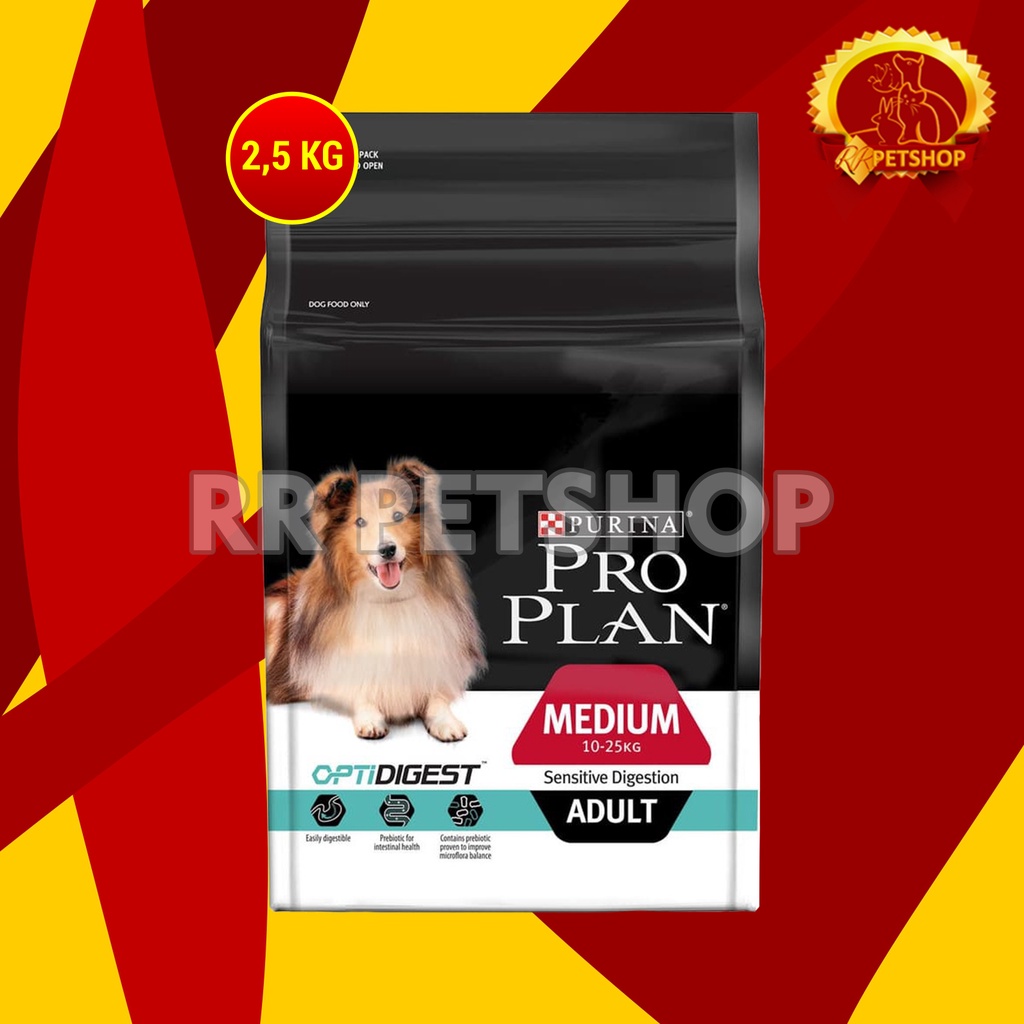 Dog Food / Makanan Anjing Pro Plan Medium Adult Sensitive Digestion OptiLife 2,5 Kg