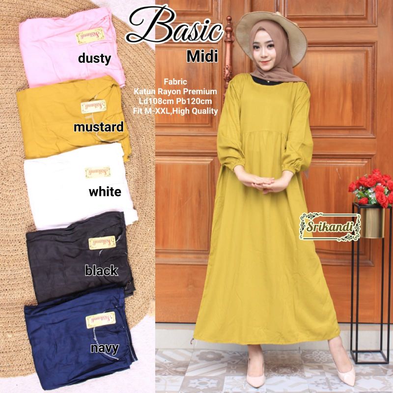 basic midi dress katun by srikandi