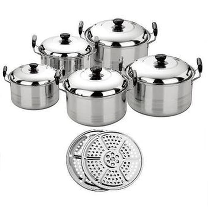 Panci Set Lengkap Steamer Homelux  Panci Stainless  Dutch Oven