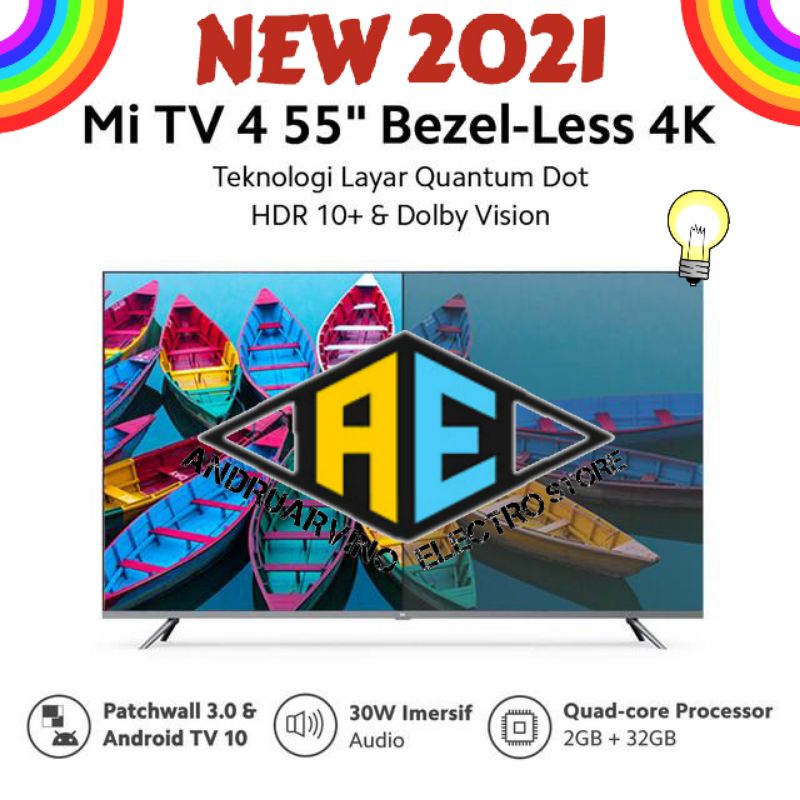 LED Xiaomi Mi TV 4 55" Bezelless 4K Smart TV Quantum LED Display