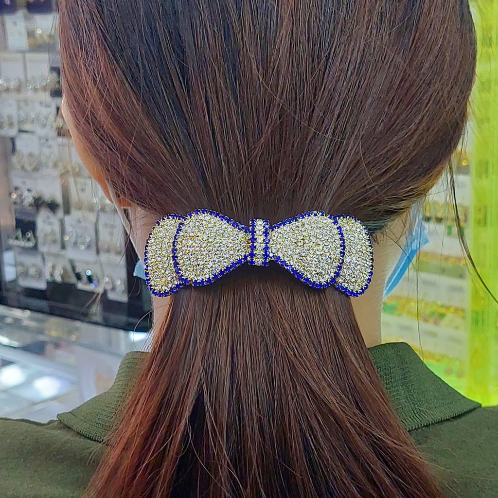 Jepit rambut otomat wanita rambut banyak mode korea premium full permata zirkon  import terbaru 9cm