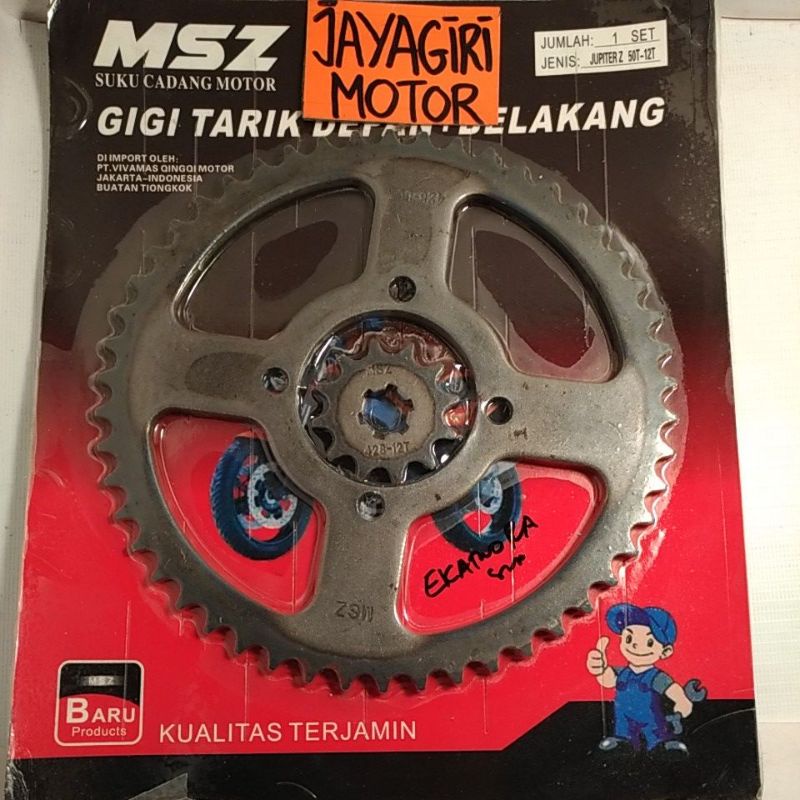 Gear Belakang Depan Jupiter Z 428 12T 15T 40T 50T Gigi Tarik 428-12T 428-15T 428-40T 428-50T Rantai Roda Chain Kit Chainkit Sprocket Gear Set Gearset Gir Girset Drive Sproket Driven Komplit Front Rear Yamaha Lama Baru Old New Poswan F1ZR RXK RXS Vega R-MSZ - 50T+12T