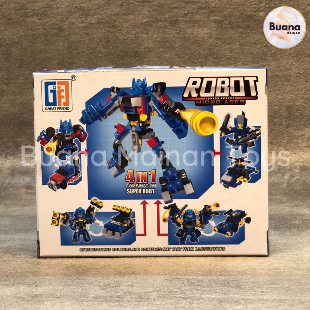 BRICKS GREAT FRIEND AUTOBOT 4 IN 1 MAINAN EDUKASI ANAK COWO BRICK BLOCK MODEL ROBOT TRANSFORMER OPTIMUS