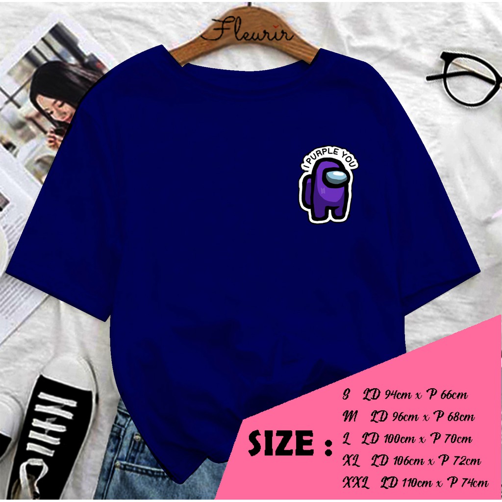 FLEURIR - KAOS  AMONG LOGO PURPLE WANITA DEWASA LENGAN PENDEK TEE UNISEX