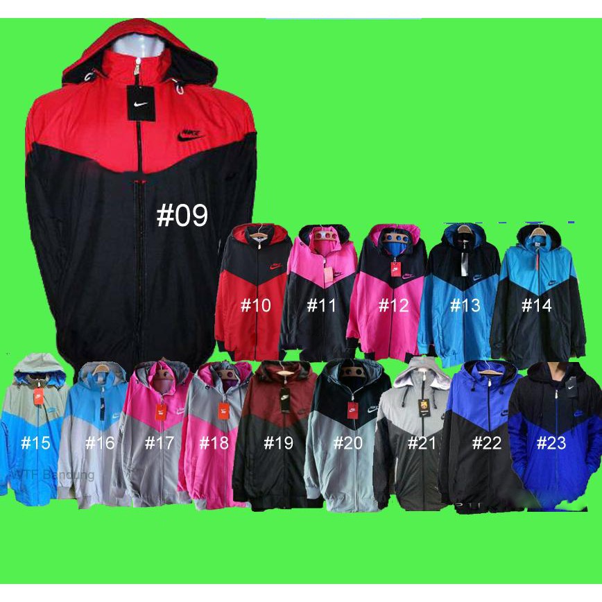 KAOS DISTRO JAKET PRIA // Jaket Parasut Nike Merah Marun Hitam Abu Pink Turkis Biru Parasut