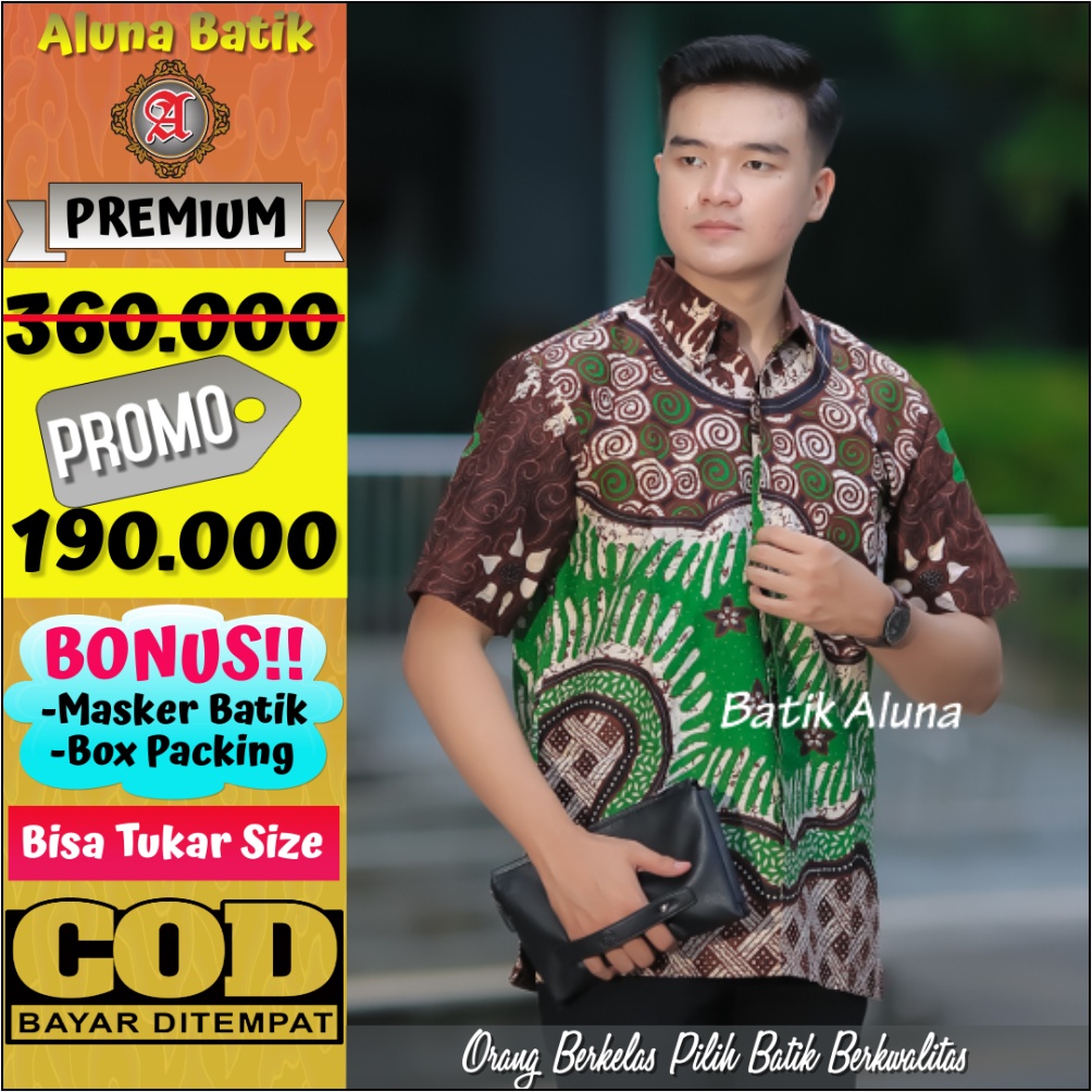 Batik Pria Pendek Premium Modern Reguler Fit Produksi Pabrik Batik Aluna Solo PD 026