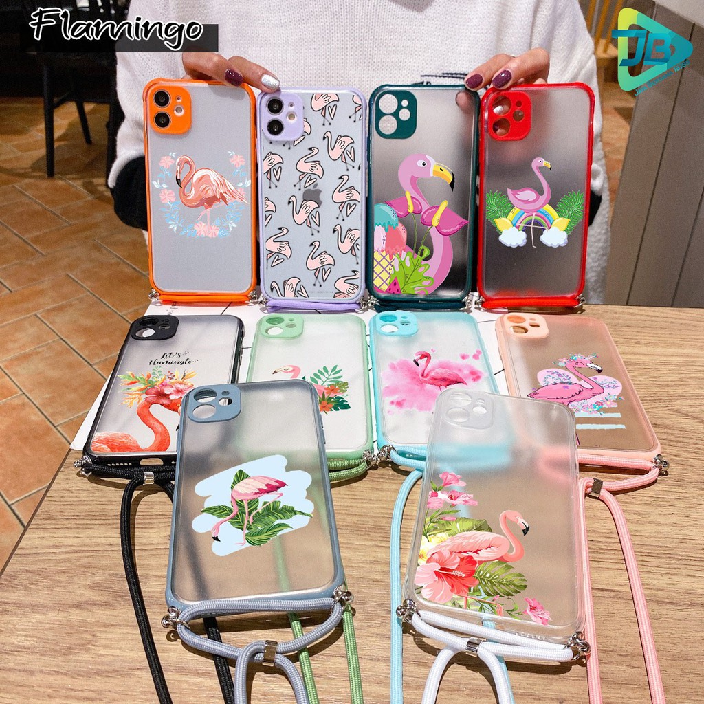 Softcase Slingcase Lanyard Choice FLAMINGO Iphone 6 7 6+ Se 2020 7+ 8 8+ JB3084