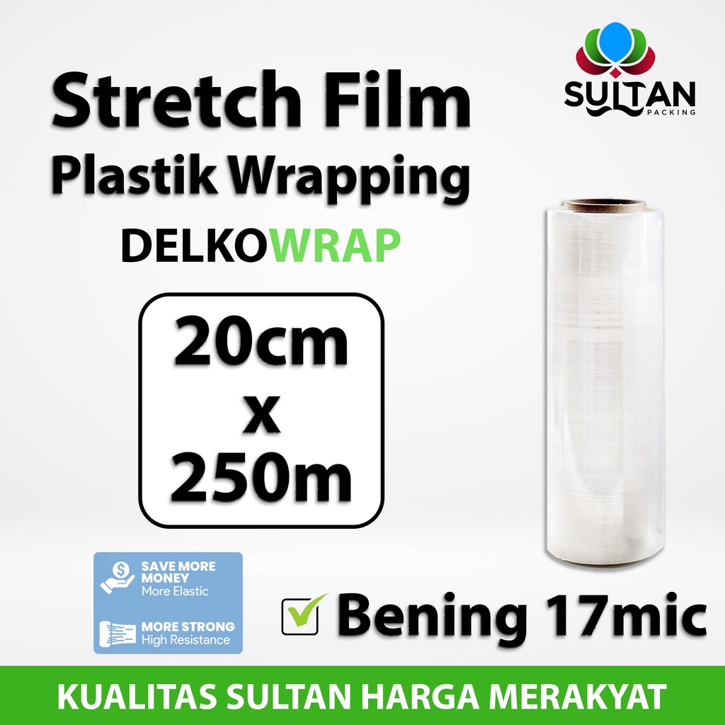 

Plastik Wrapping Stretch Film 20cm x 250m DELKOWRAP BENING SATUAN