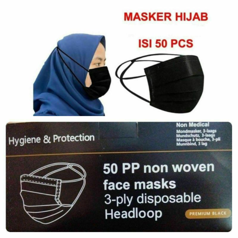 masker hijab hitam