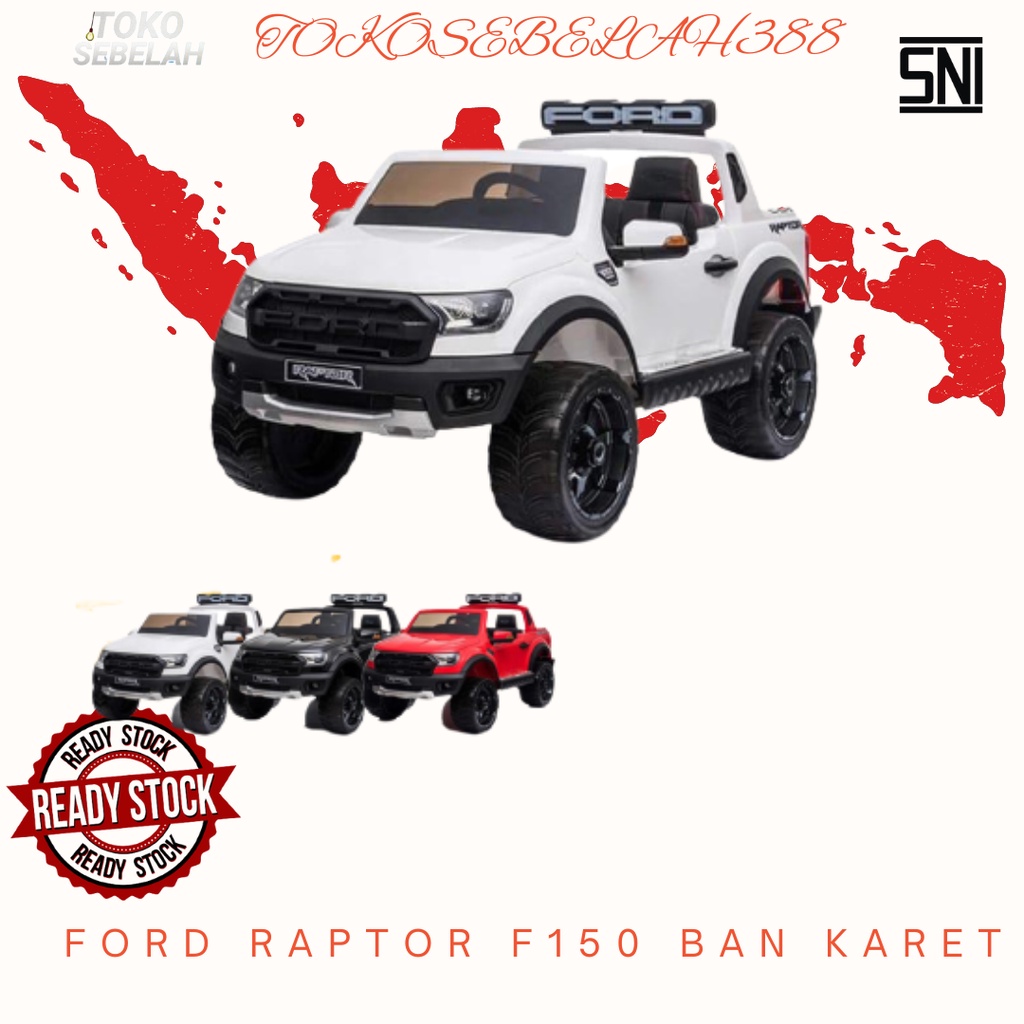 Mainan Mobil Aki Ford Raptor F150 Raptor Ban Karet - MERAH