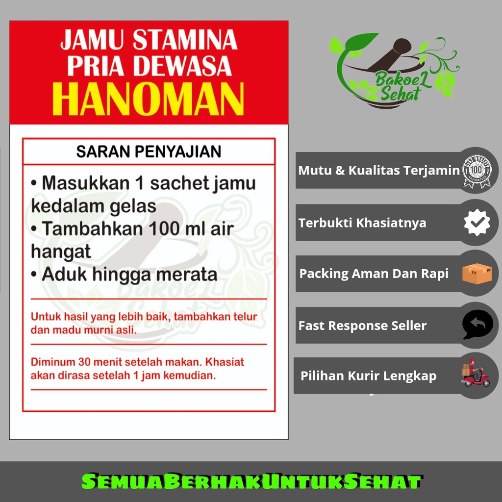 Jamu Stamina Pria Dewasa ; Hanoman