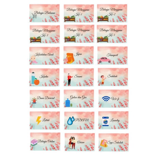 

Stiker dompet pintar/dompet disiplin/binder ziplock, stiker pembagian keuangan pada dompet pintar