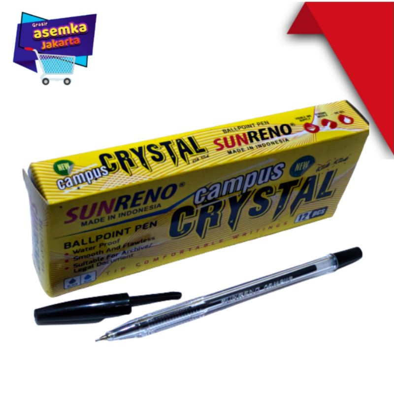 Ballpoint Pen Bolpen Pulpen SunReno Crystal Grosir (12pcs)