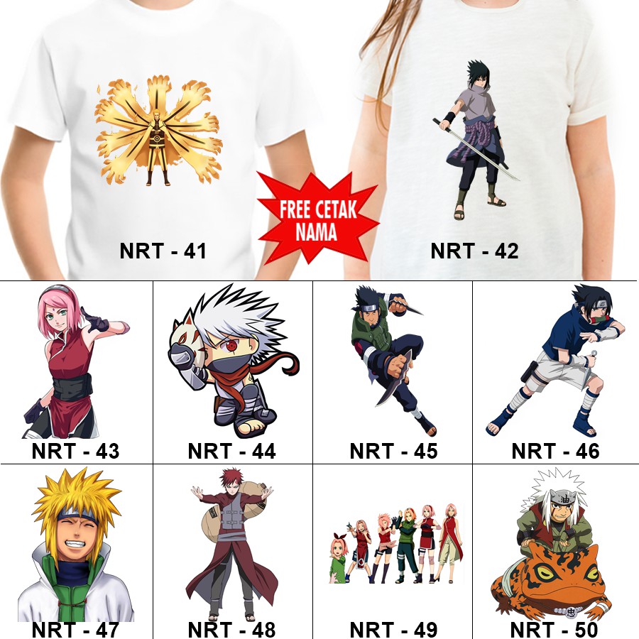  Baju  Kaos ANAK  DAN DEWASA NARUTO  COUPLE FREE NAMA 1 50 