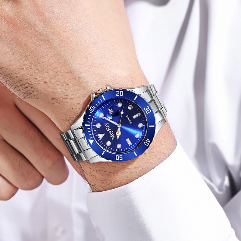 COD✅ Jam Tangan Pria Olahraga Model Terbaru 2025 Jam Tangan Tahan Air Kedalaman 30 Meter Tali Stainless Steel Fitur Tanggal Otomatis - J18