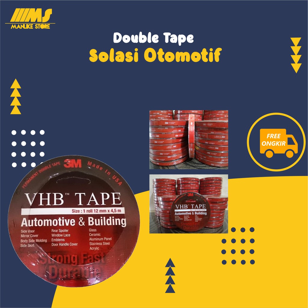 

Double Tape 3M VHB 12mm x 4.5m Double Tape Automotive Solasi Otomotif