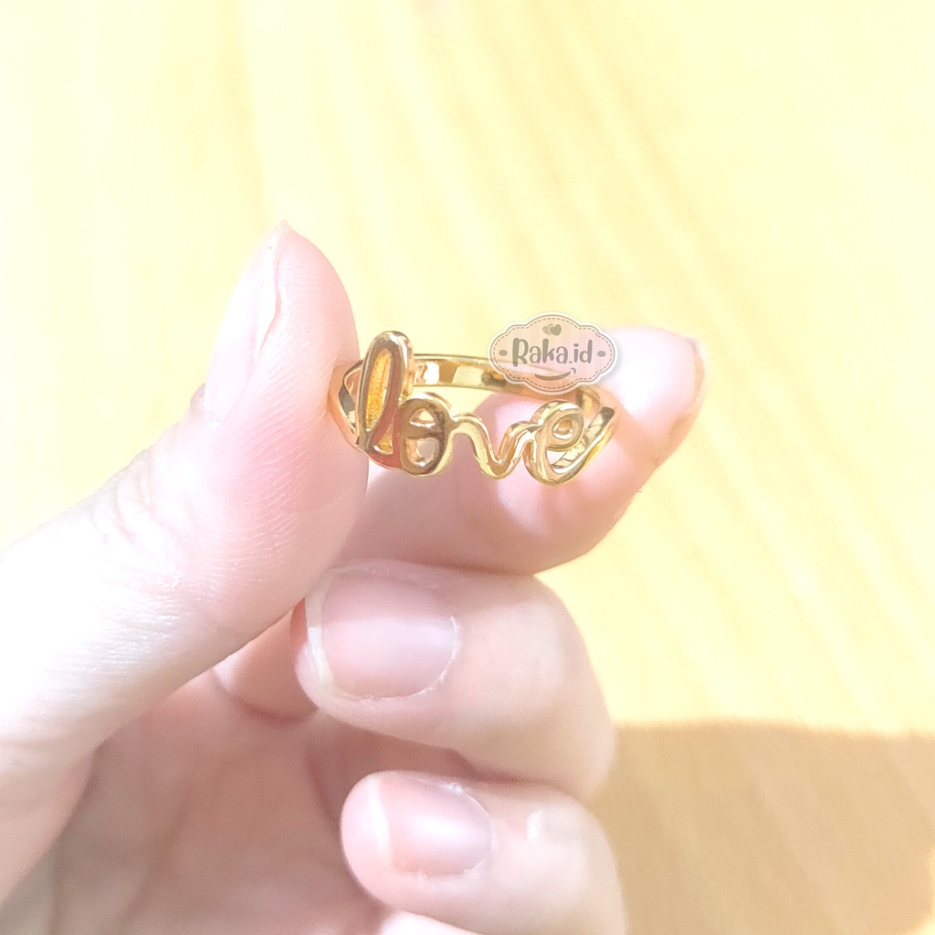 Cincin Wanita Cincin Dewasa Tulisan Love Gold Aksesoris Perhiasan Wanita 982