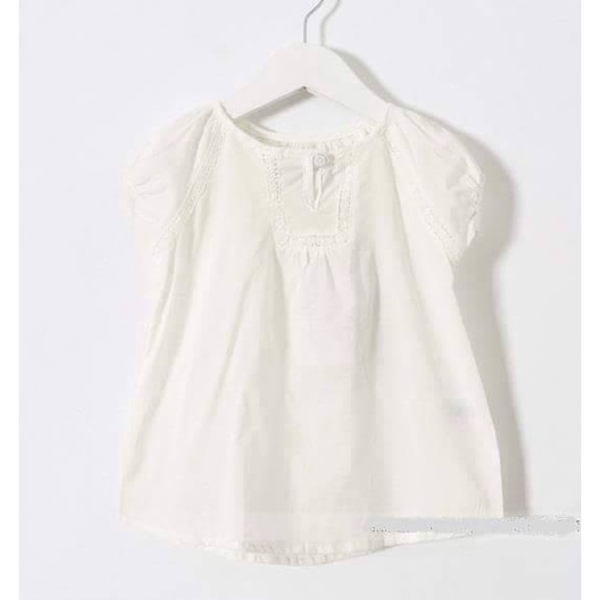 atasan import anak perempuan katun putih polos