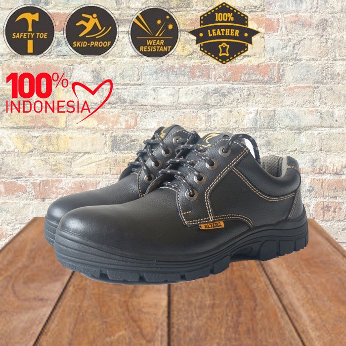 (BISA COD) SEPATU SAFETY ORIGINAL 100% LOKAL UJUNG BESI ANTI SLIP Altera Safety Bromo SEPATU PROYEK 