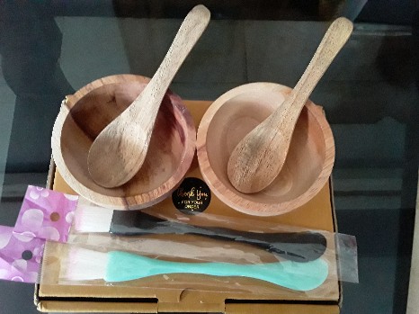 Mangkok Masker Kayu + Sendok Kayu + Spatula Kuas 2in1 With Exclusive Box By Zistuff.id